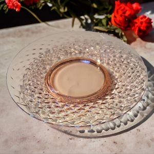 Vtg 20's Imperial Glass DIAMOND QUILTED Pink Luncheon Plate Salad Dessert